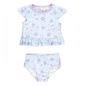 Ruffle Butts Blue & Purple Floral Bikini 12-18 Months
